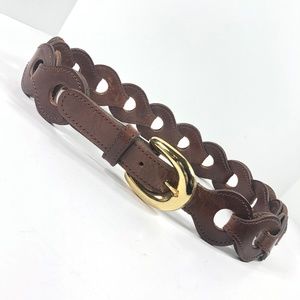 Day Lor Vintage Linked Leather Belt Gold Buckle